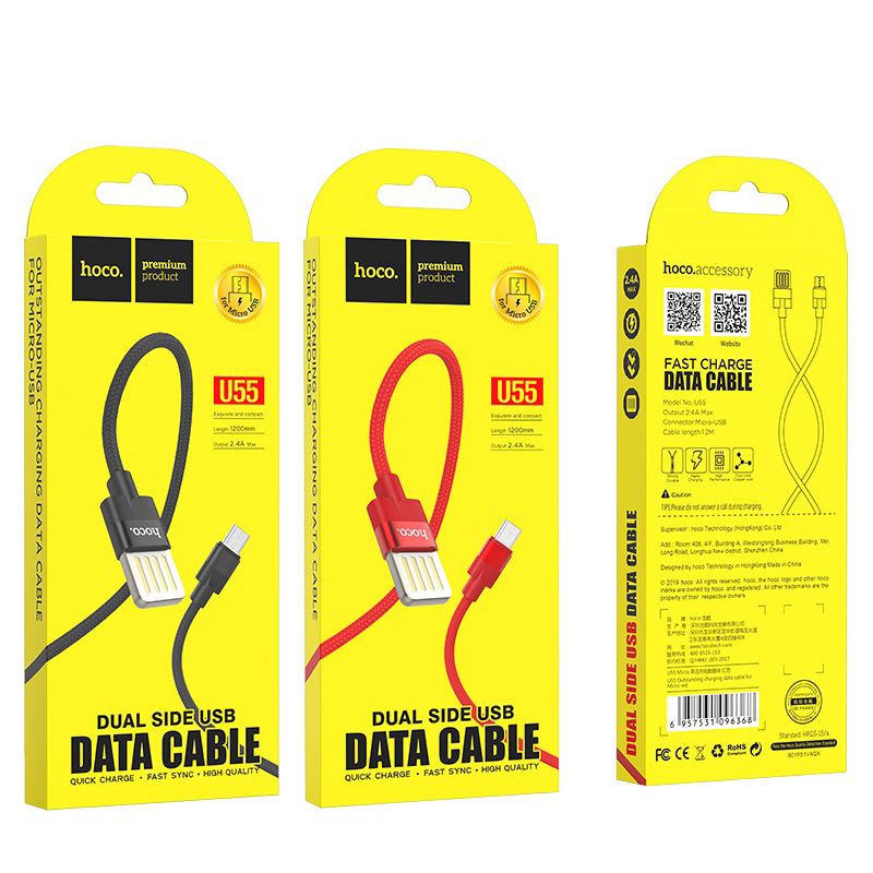 dây sạc nhanh hoco u55 dòng 2.4a đầu micro dài 1.2m